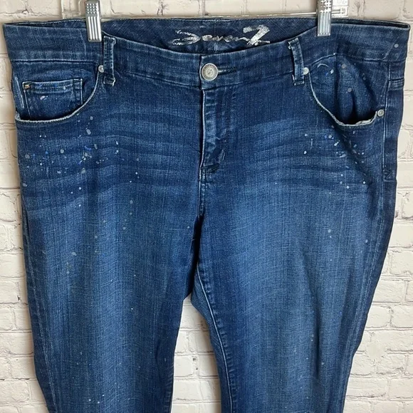 Seven7 Dark Wash Paint Splatter Jeans - Picture 2 of 16